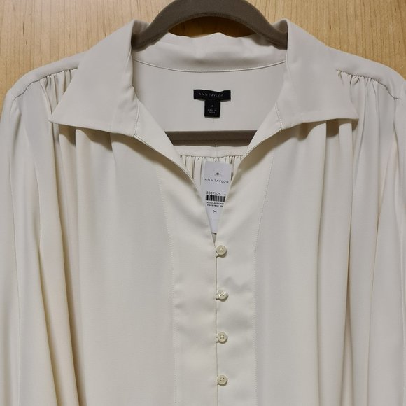 Ann Taylor NWT Ivory V-Neck Blouse M - Picture 4 of 10